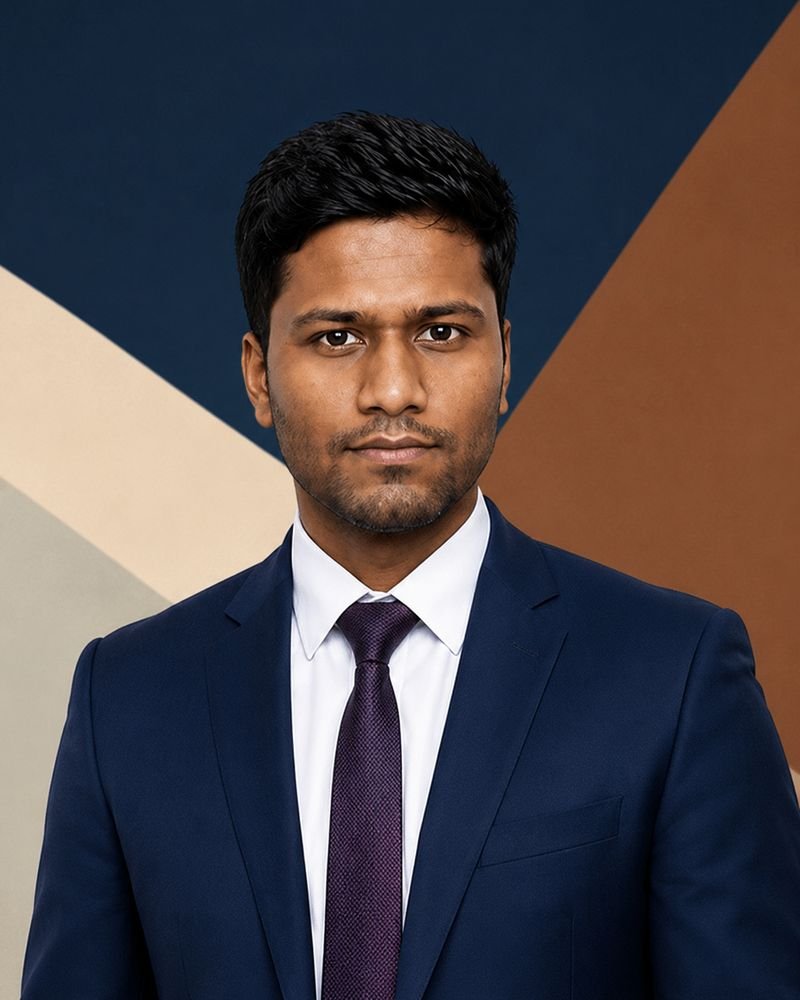 Zuber Shaik in a navy suit, founder of Immenseclick