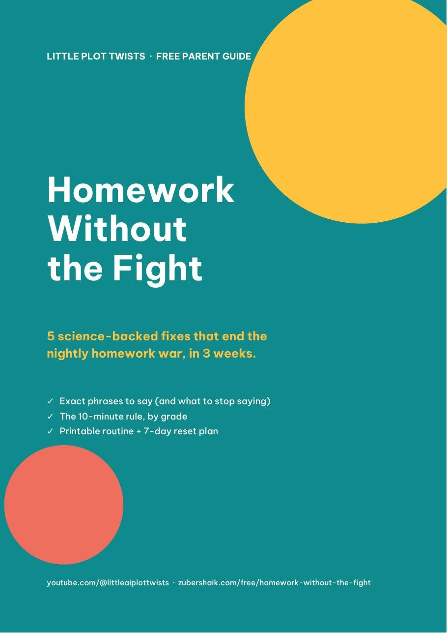 Cover of the free guide Homework Without the Fight by Little Plot Twists